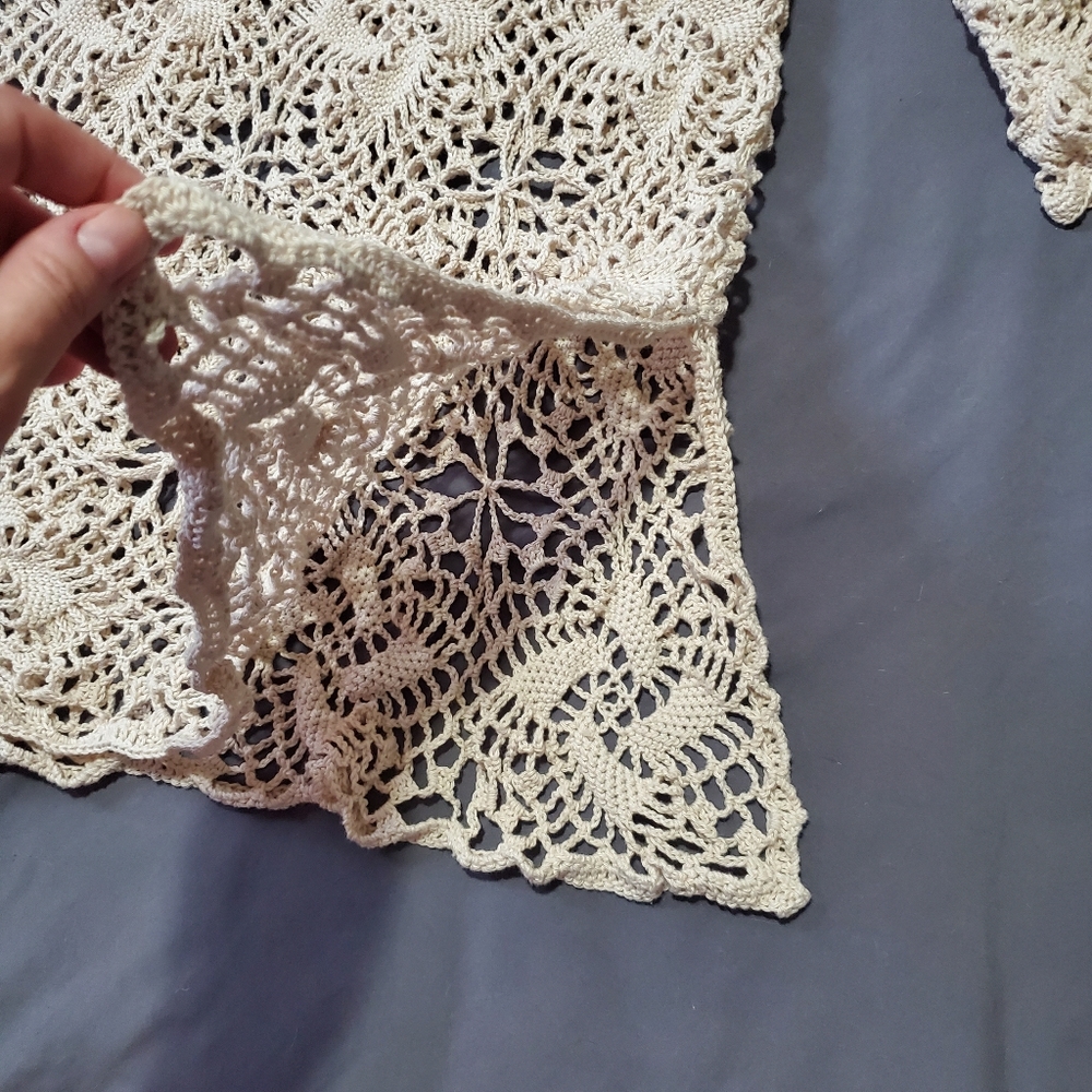 💖 New Handmade Crochet Lace Summer Tunic Top Cover Up - Picture 6 of 6